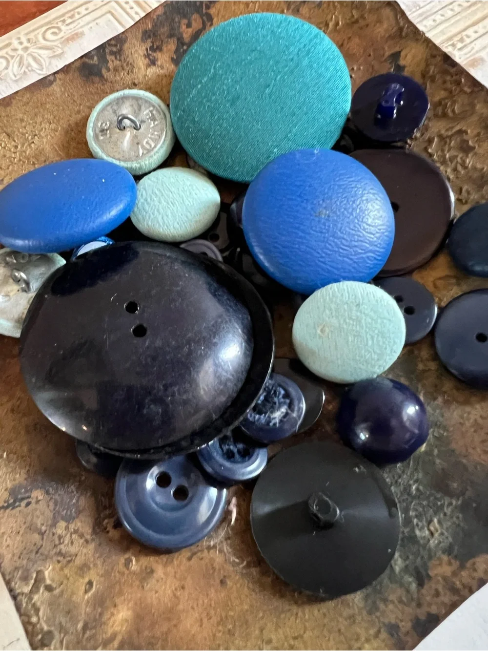 Small Button Lot Rescued Blue Buttons Shank 2 Hole 4 Hole